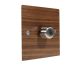 Walnut Flat Plate Wood 1 Gang 2Way Push on/Push off 400W/VA Dimmer Switch with Satin Stainless Knob