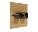 Solo Flat Plate Wood 2 Gang 2Way Push on/Push off  LED Dimmer Switch in  Oak with Antique Brass knob