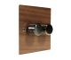 Walnut Flat Plate Wood 2 Gang 2Way Push on/Push off  LED Dimmer Switch with Antique Brass knob