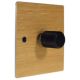 Solo Flat Plate Wood 1 Gang 2Way Push on/Push off  LED Dimmer Switch in Oak with designer Retro Black Knob