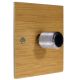 Solo Flat Plate Wood 1 Gang 2Way Push on/Push off 400W/VA Dimmer Switch in Oak with designer Retro Chrome Knob