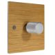 Solo Flat Plate Wood 1 Gang 2Way Push on/Push off 400W/VA Dimmer Switch in Oak with designer Retro Satin Silver Knob