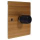 Solo Flat Plate Wood 1 Gang 2Way Push on/Push off  LED Dimmer Switch in Walnut with designer Retro Black Knob