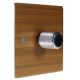 Solo Flat Plate Wood 1 Gang 2Way Push on/Push off 400W/VA Dimmer Switch in Walnut with designer Retro Chrome Knob