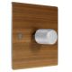 Solo Flat Plate Wood 1 Gang 2Way Push on/Push off 400W/VA Dimmer Switch in Walnut with designer Retro Satin Silver Knob