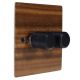 Solo Flat Plate Wood 2 Gang 2Way Push on/Push off  LED Dimmer Switch in Walnut with designer Retro Black Knob