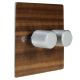 Solo Flat Plate Wood 2 Gang 2Way Push on/Push off  LED Dimmer Switch in Walnut with designer Retro Satin Silver Knob