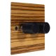 Solo Flat Plate Wood 2 Gang 2Way Push on/Push off  LED Dimmer Switch in Zebrano with designer Retro Black Knob