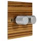 Solo Flat Plate Wood 2 Gang 2Way Push on/Push off 2 x 400W/VA Dimmer Switch in Zebrano with designer Retro Satin Silver Knob