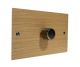 Solo Flat Plate Wood 1 Gang 2Way Push on/Push off 1000W/VA Dimmer Switch on a Twin Plate in  Oak with Antique Brass knob