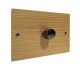 Solo Flat Plate Wood 1 Gang 2Way Push on/Push off 1000W/VA Dimmer Switch on a Twin Plate in Oak with Black Nickel Knob