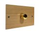 Solo Flat Plate Wood 1 Gang 2Way Push on/Push off 1000W/VA Dimmer Switch on a Twin Plate in  Oak with Polished Brass Knob