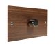 Walnut Flat Plate Wood 1 Gang 2Way Push on/Push off 1000W/VA Dimmer Switch on a Twin Plate with Antique Brass knob