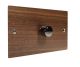 Walnut Flat Plate Wood 1 Gang 2Way Push on/Push off 1000W/VA Dimmer Switch on a Twin Plate with Black Nickel Knob