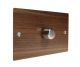 Walnut Flat Plate Wood 1 Gang 2Way Push on/Push off 1000W/VA Dimmer Switch on a Twin Plate with Satin Stainless Knob