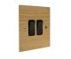 Solo Flat Plate Wood 2 Gang 2Way 10Amp Rocker Switch in Oak with Black Rocker 