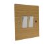 Solo Flat Plate Wood 2 Gang 2Way 10Amp Rocker Switch in Oak with White Insert