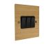 Solo Flat Plate Wood 3 Gang 2Way 10Amp Rocker Switch in Oak with Black Rocker