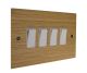 Solo Flat Plate Wood 4 Gang 2Way 10Amp Rocker Switch in Oak with White Insert