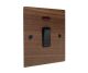 Walnut Flat Plate Wood 1G Double Pole 20Amp Rocker Switch with Neon with Black Rocker