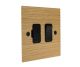 Solo Flat Plate Wood 1 Gang 13Amp Switch Fuse Spur in Oak with Black Rocker