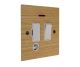 Solo Flat Plate Wood 1 Gang 13Amp Switch Fuse Spur with Neon and Flex Outlet in Oak with White Insert