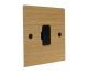 Solo Flat Plate Wood 1 Gang 13Amp Unswitched Fuse Spur in Oak with Black Rocker