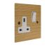 Solo Flat Plate Wood 1 Gang 13Amp Switched Socket in Oak with White Insert