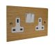 Solo Flat Plate Wood 2 Gang 13Amp Switched Socket in Oak with White Insert