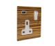 Solo Flat Plate Wood  1G 13A Switched USB charging Socket in Zebrano with white trim