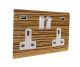 Solo Flat Plate Wood  2G 13A Switched USB charging Socket in Zebrano with white trim