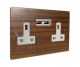 Solo Flat Plate Wood  2G 13A Unswitched USB charging Socket in Walnut with white trim