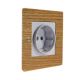 Oak Solo Flat Plate Wood Euro Style German Schuko clip in socket