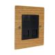 Oak Solo Flat Plate Wood 2G Euro Style Black Telephone Master Socket