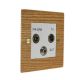 Oak Solo Flat Plate Wood Euro Style Triplex clip in socket