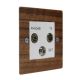 Walnut Solo Flat Plate Wood Euro Style Triplex clip in socket