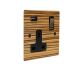 Solo Flat Plate Wood  1G 13A Switched USB charging Socket in Zebrano with Antique Rocker and black trim