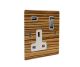 Solo Flat Plate Wood  1G 13A Switched USB charging Socket in Zebrano with Polished Rocker and white trim