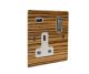 Solo Flat Plate Wood  1G 13A Switched USB charging Socket in Zebrano with Satin Rocker and white trim