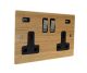 Solo Flat Plate Wood  2G 13A Switched USB charging Socket in Oak with Satin Rocker and black trim