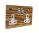 Solo Flat Plate Wood  2G 13A Switched USB charging Socket in Zebrano with Polished Rocker and white trim