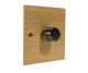 Solo Flat Plate Wood 1 Gang 2Way Push on/Push off  LED Dimmer Switch in  Oak with Antique Brass knob