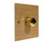 Solo Flat Plate Wood 1 Gang 2Way Push on/Push off  LED Dimmer Switch in  Oak with Polished Brass Knob