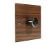 Walnut Flat Plate Wood 1 Gang 2Way Push on/Push off  LED Dimmer Switch with Antique Brass knob