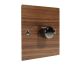 Walnut Flat Plate Wood 1 Gang 2Way Push on/Push off  LED Dimmer Switch with Black Nickel Knob