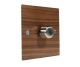 Walnut Flat Plate Wood 1 Gang Fan Control Dimmer Switch with Satin Stainless Knob