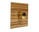 Solo Flat Plate Wood 1 Gang 2Way Push on/Push off  LED Dimmer Switch in Zebrano with Polished Brass Knob