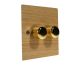 Solo Flat Plate Wood 2 Gang 2Way Push on/Push off LED Dimmer Switch in  Oak with Polished Brass Knob