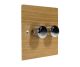 Solo Flat Plate Wood 2 Gang 2Way Push on/Push off LED Dimmer Switch in  Oak with Polished Stainless Knob