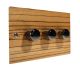 Solo Flat Plate Wood 3 Gang 2Way Push on/Push off LED  Dimmer Switch in Zebrano with Black Nickel knob